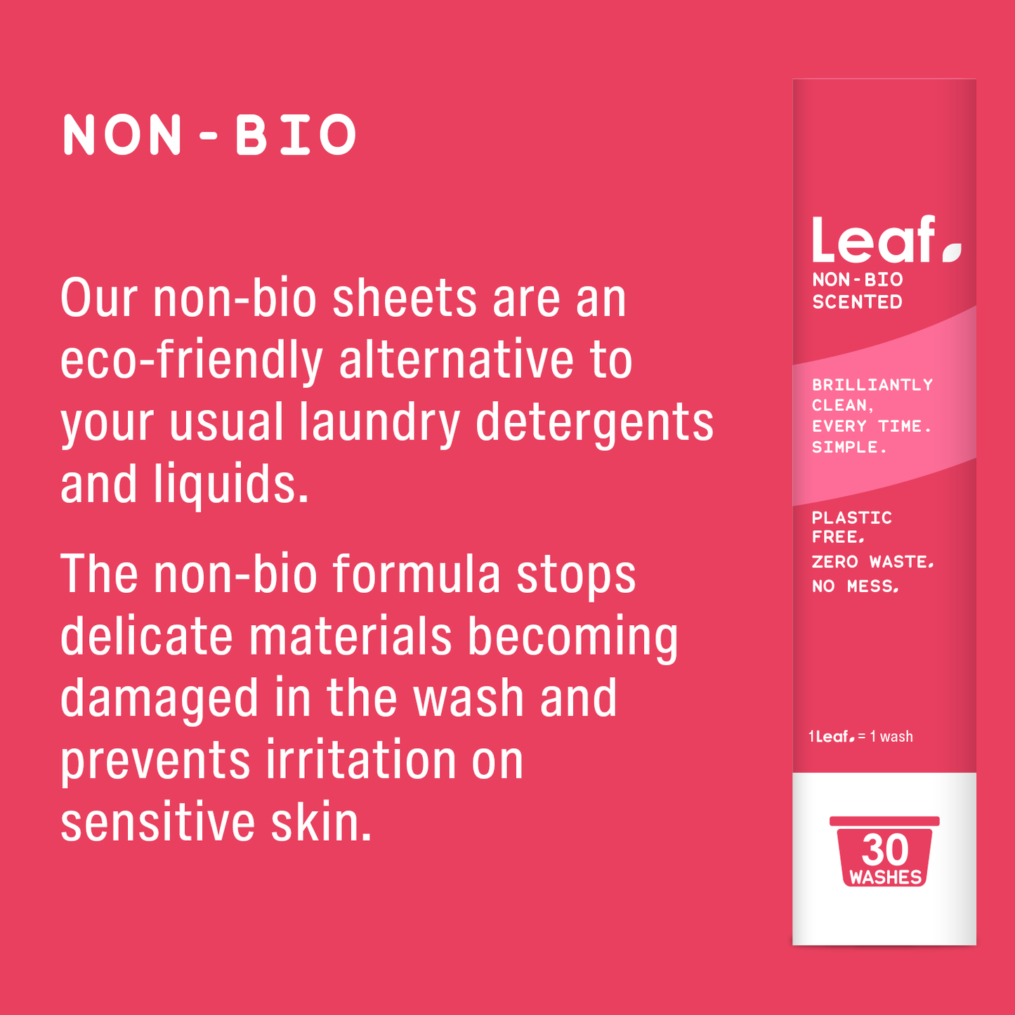 Leaf non-bio detergent sheets. Eco-friendly alternative to pods, powder and liquids.